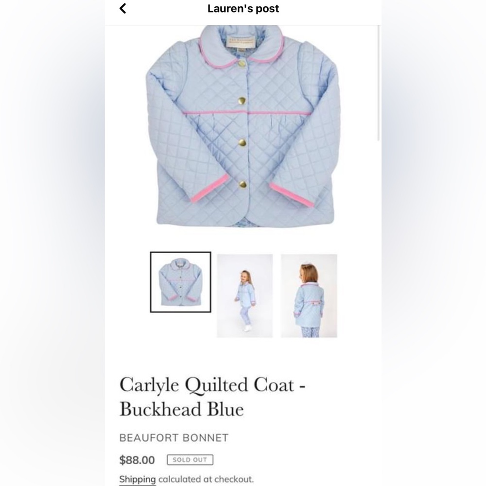 Beaufort Bonnet quilted coat
